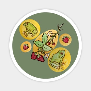 Frogs and Strawberries Magnet